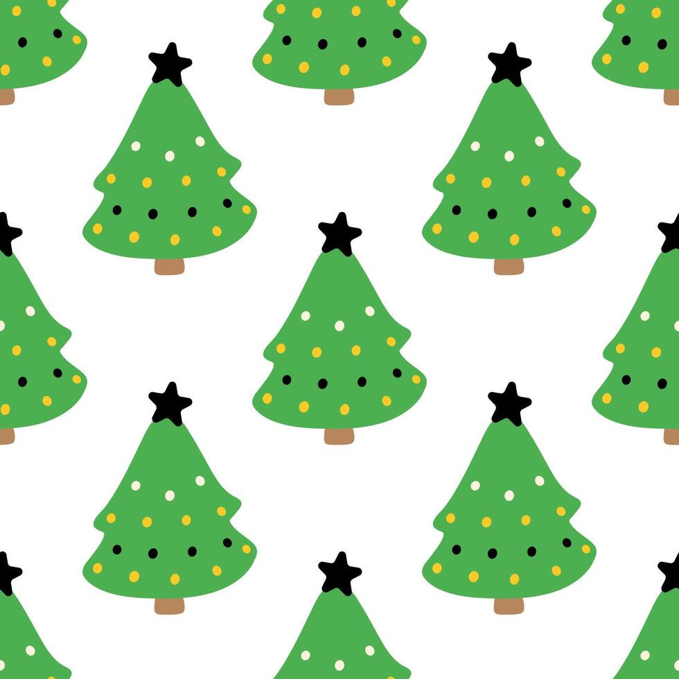 Christmas Tree with Elegant Star on White Background, Seamless Background vector