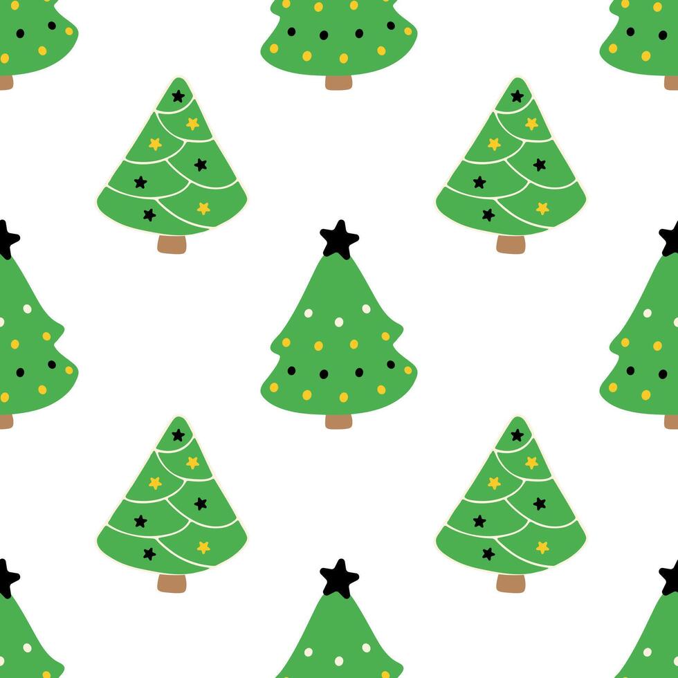 Christmas Trees Seamless Pattern on White Background vector