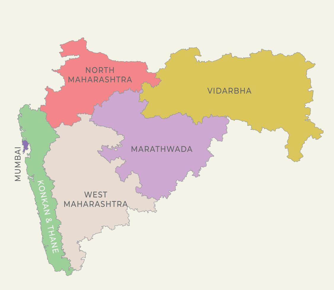Maharashtra political map region wise vector