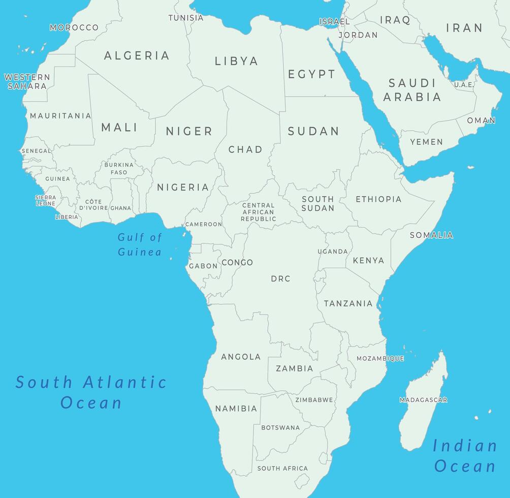 Map of Africa with countries borders and labeling vector