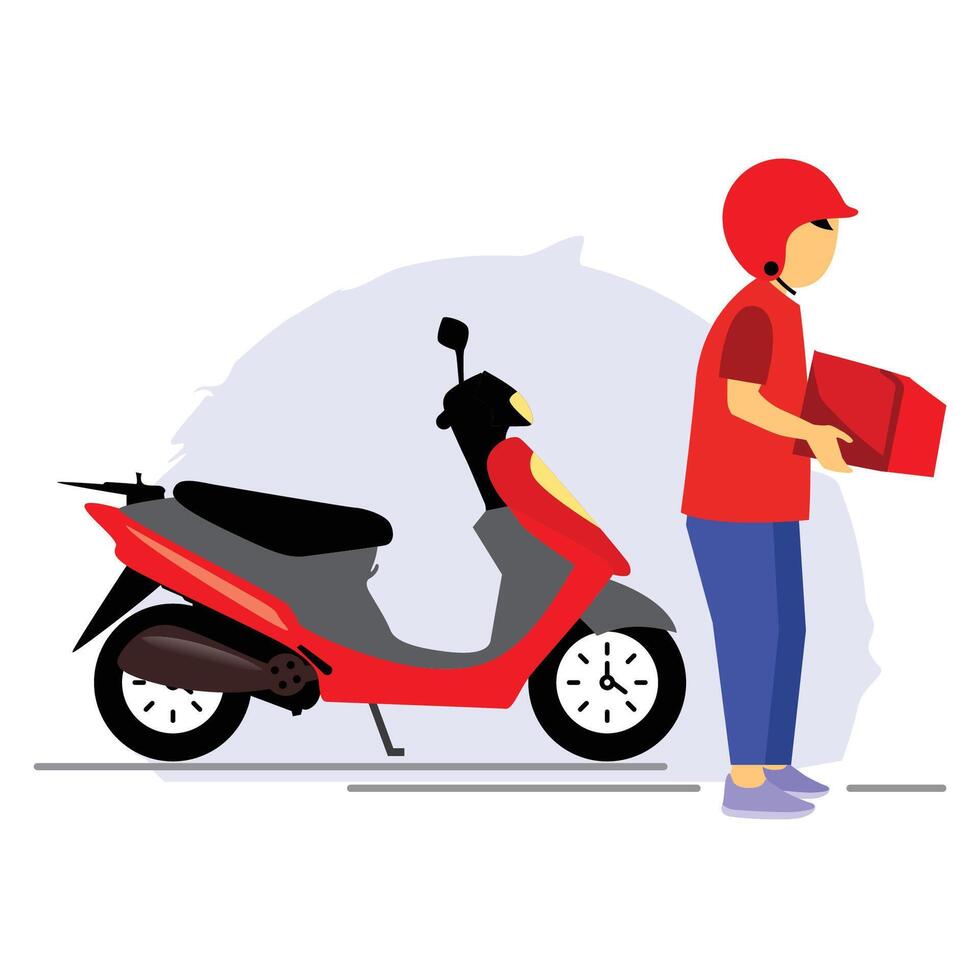 Delivery man giving the package to customer vector