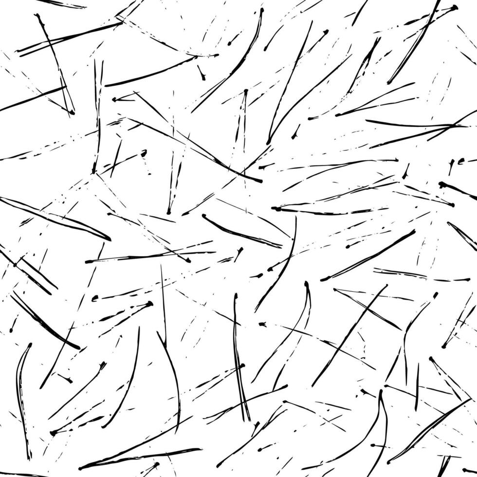 Seamless pattern with fir-needles silhouettes, small specks. Black on white grunge texture. Nature graphic background. Perfect for eco goods decoration vector