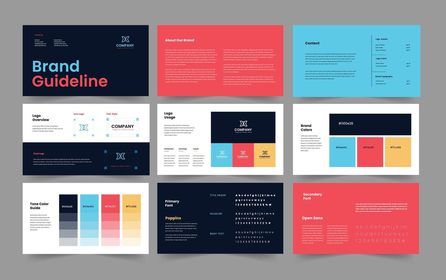Brand Identity Guidelines Brand Guideline Presentation vector