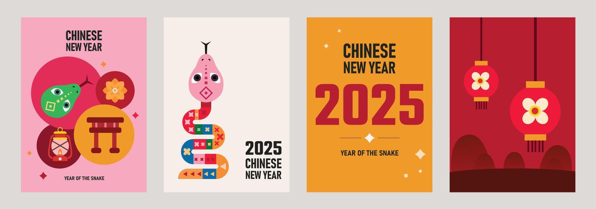 Happy New Year 2025, Happy New Year, Chinese new year, Lunar new year greeting card, banner, poster, social media post, Notebook cover, brochure design vector