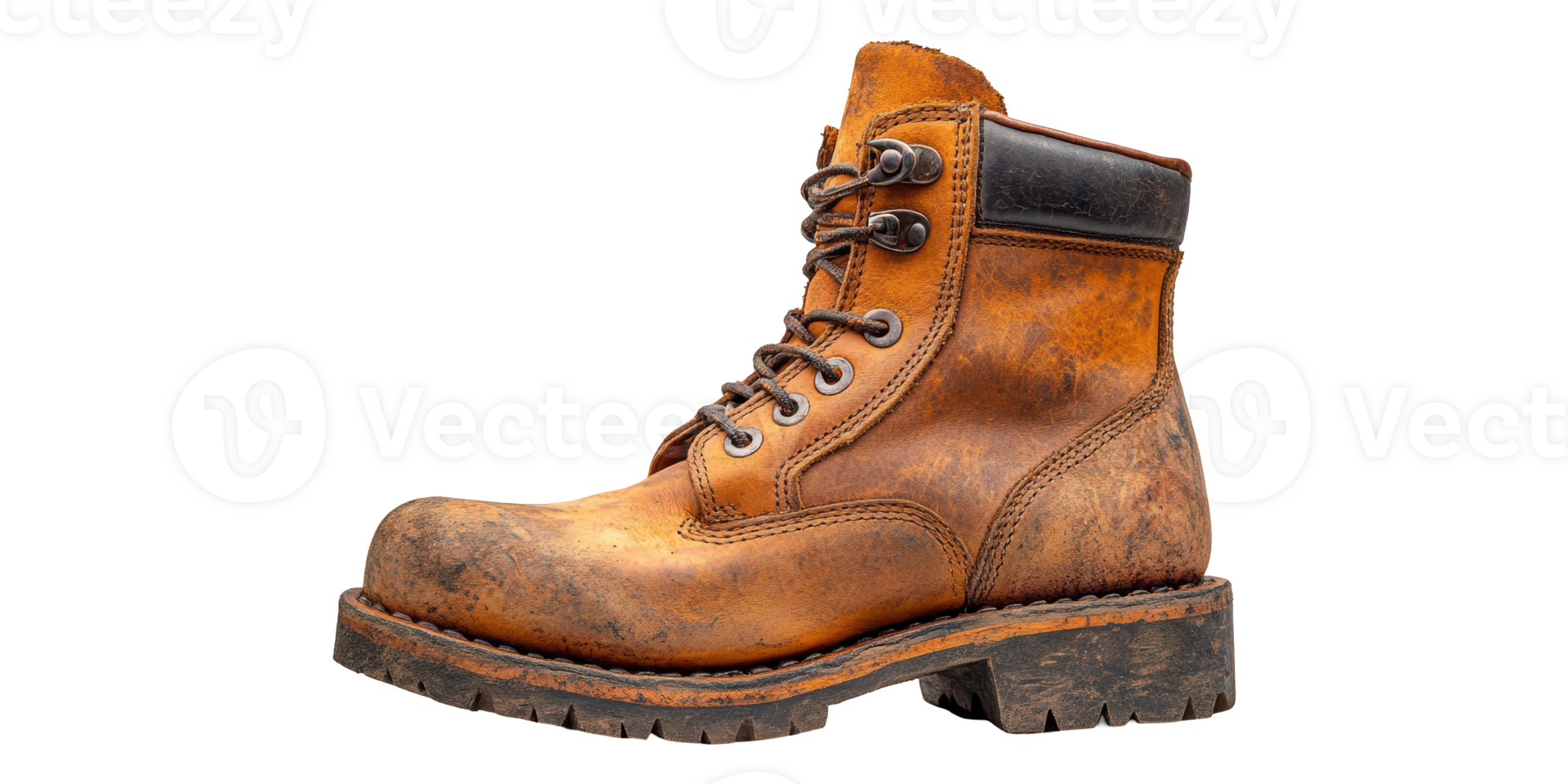 Brown Work Boot Isolated on Transparent Background. png