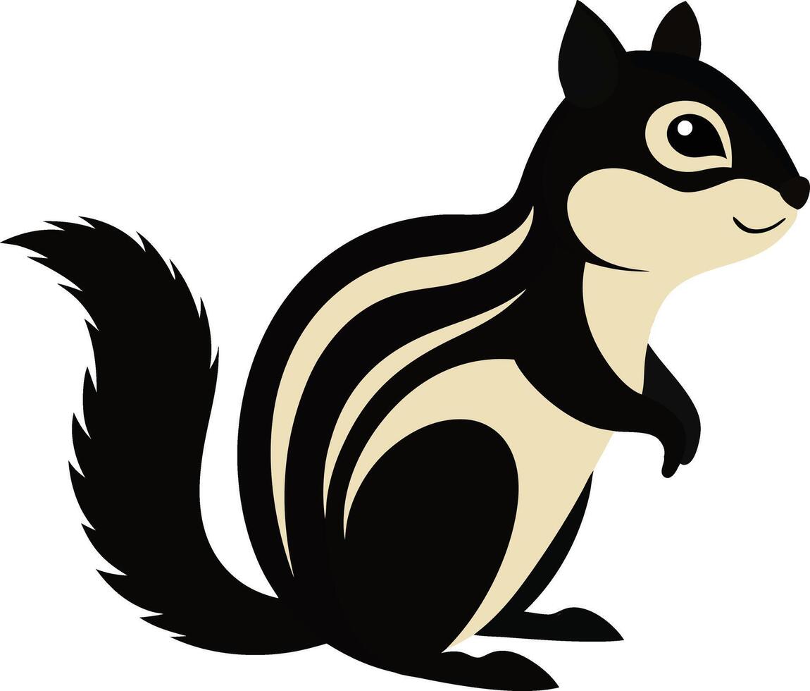 A cartoon squirrel with black and white stripes vector