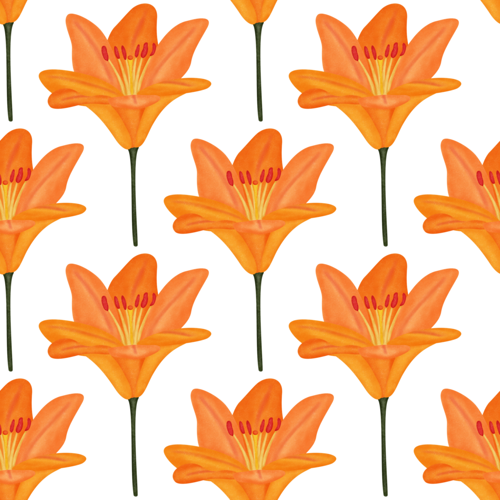 Seamless pattern of Lilium grain texture spray paint style with transparent background in an everyday petal concept, illustration png