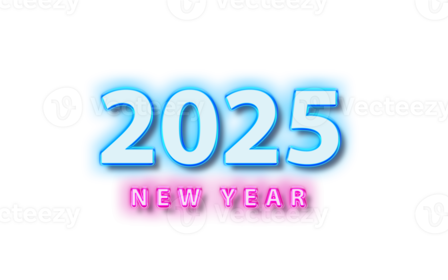 2025 Neon New Year Celebration Glowing Text Effect on Transparent Background png