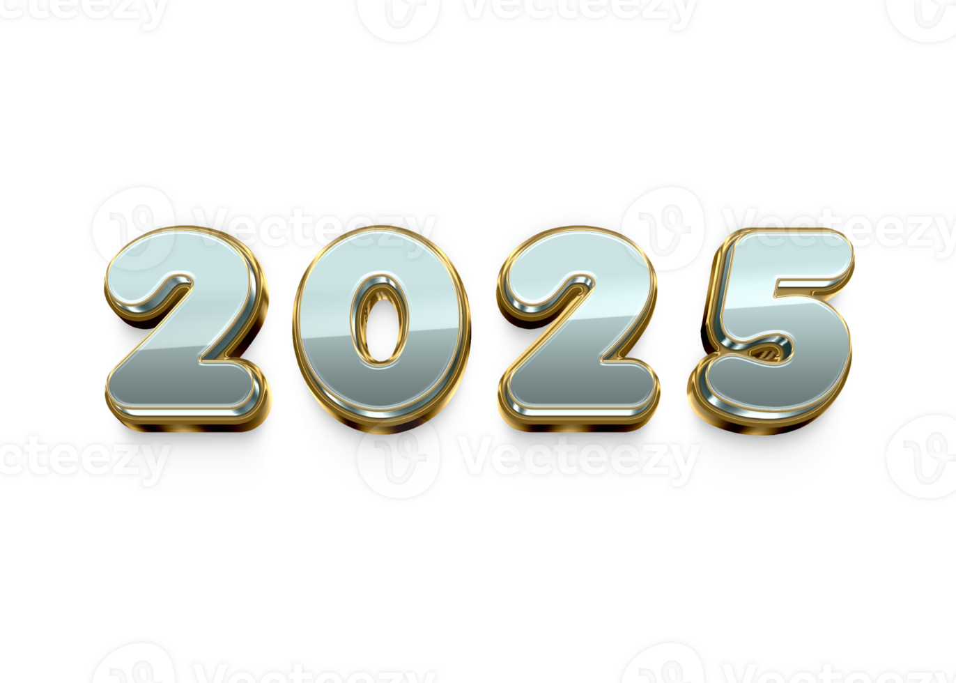 3D 2025 Text with Shadow Effect on transparent Background Modern New Year Design png