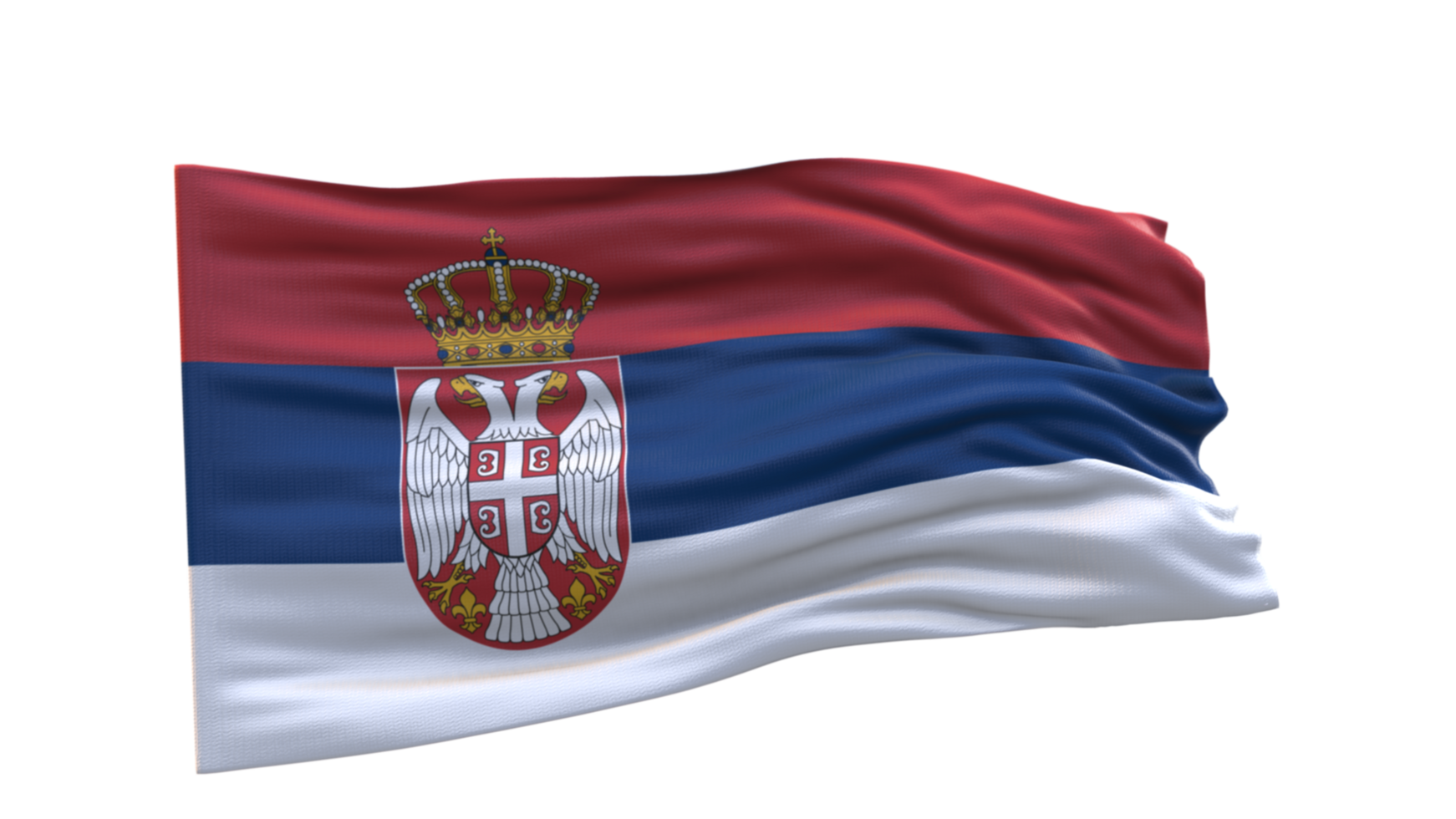 Serbia Flag 3d render waving fabric textured clipart transparent background image png