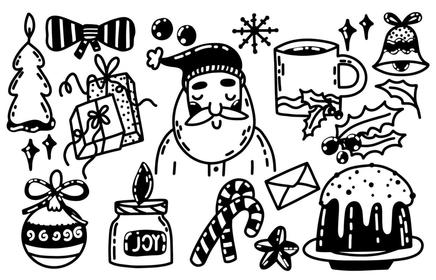Christmas and New year doodle set. Wintertime, cozy winter. Hand drawn illustration vector