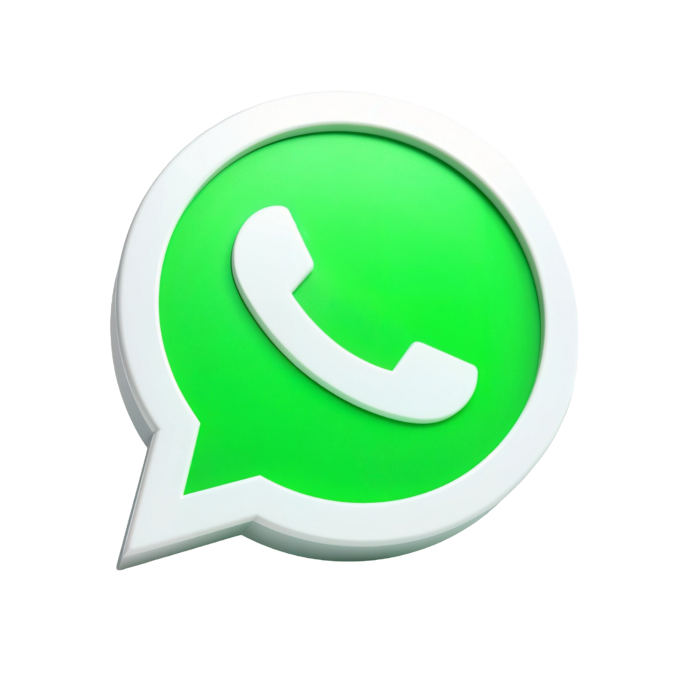 WhatsApp Green Chat Icon, 3D Render, Communication Messaging App - Isolated on Transparent Background png