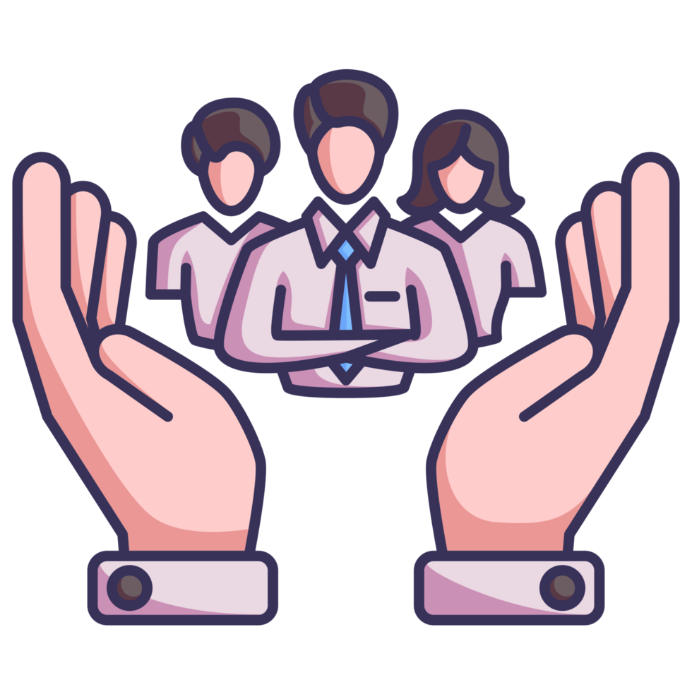 Hands holding a group of people in front of them png