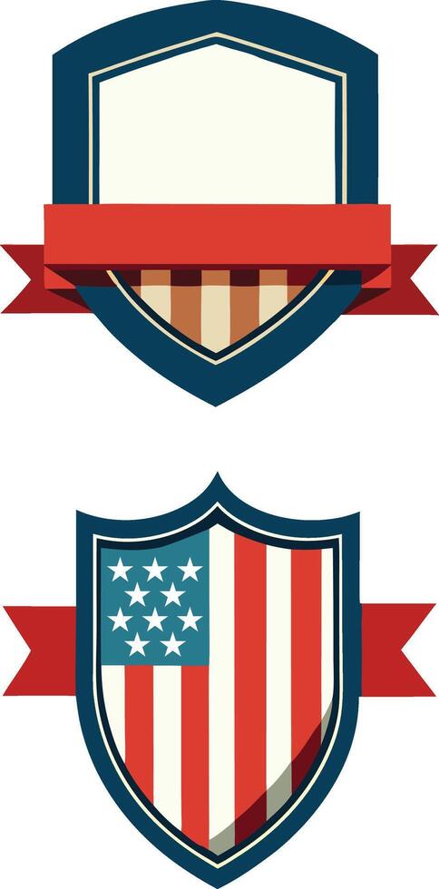Sets of American flag label shield shape badge vector