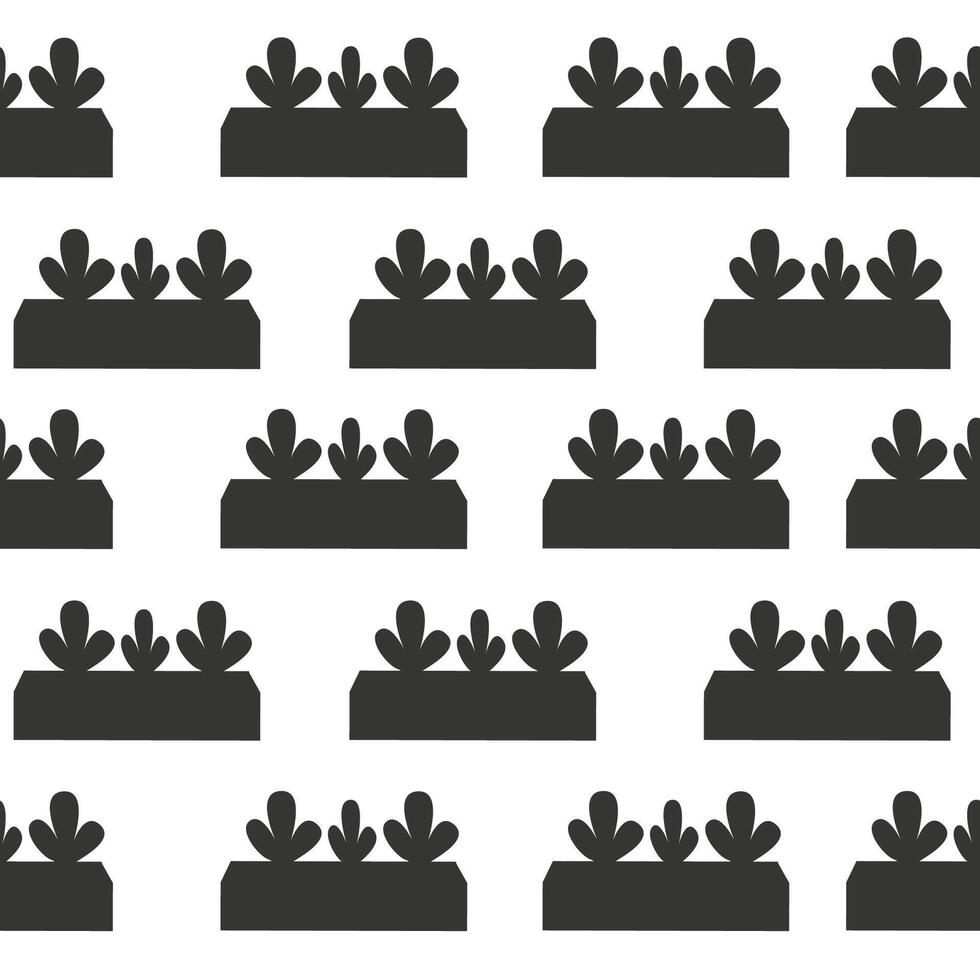 Seamless black pattern silhouette seedlings vector