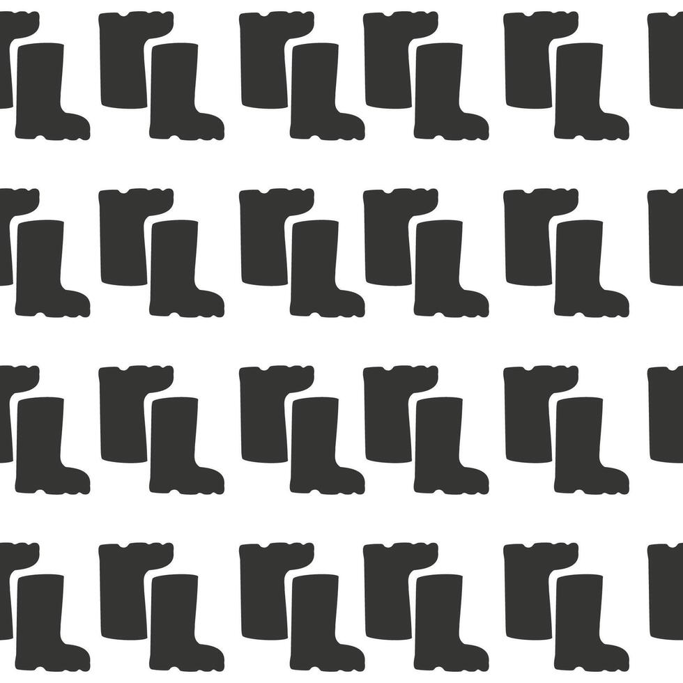 Seamless silhouette pattern gardening rubber boots hand drawn vector
