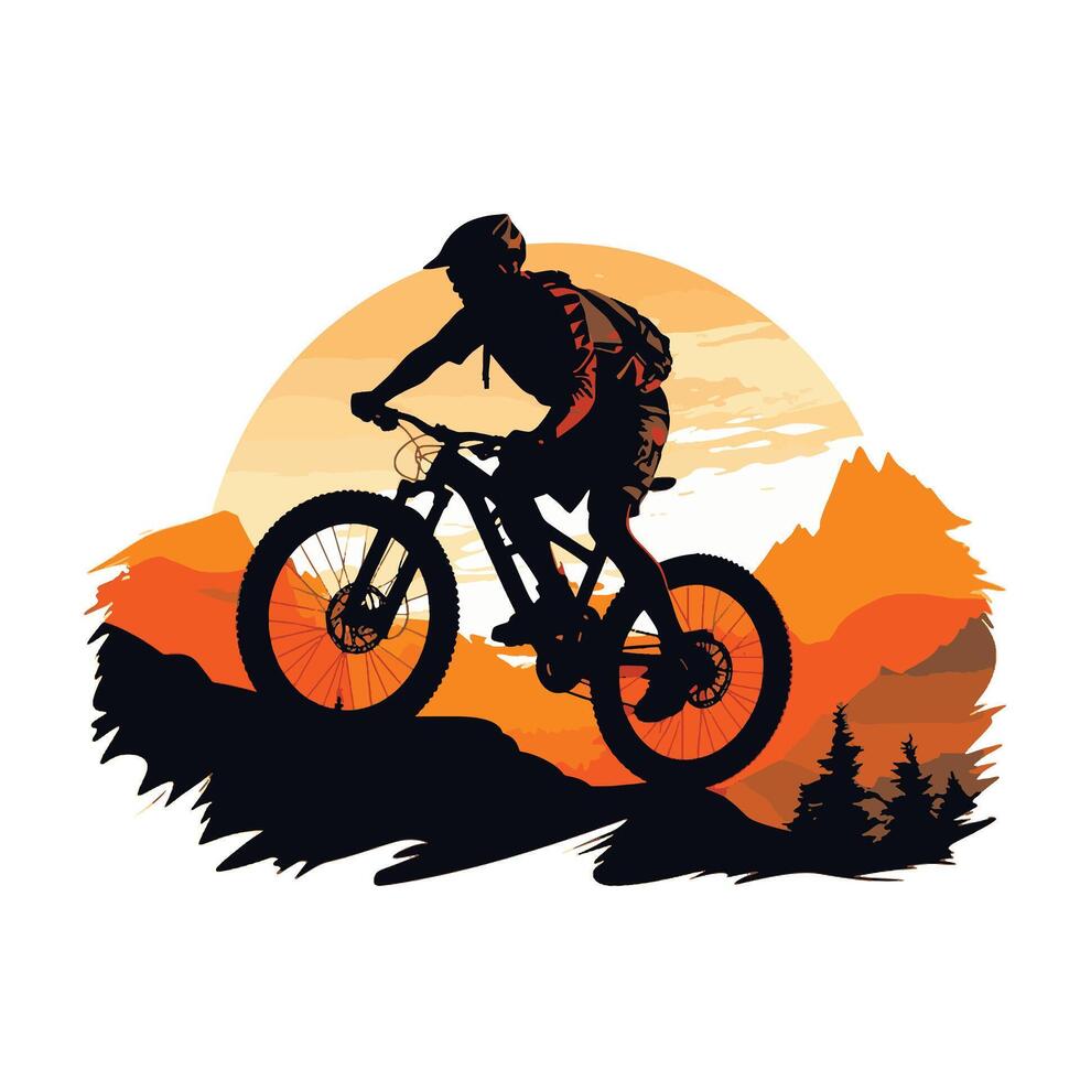 Creative Mountain Bike Silhouette for T-shirt Graphics vector