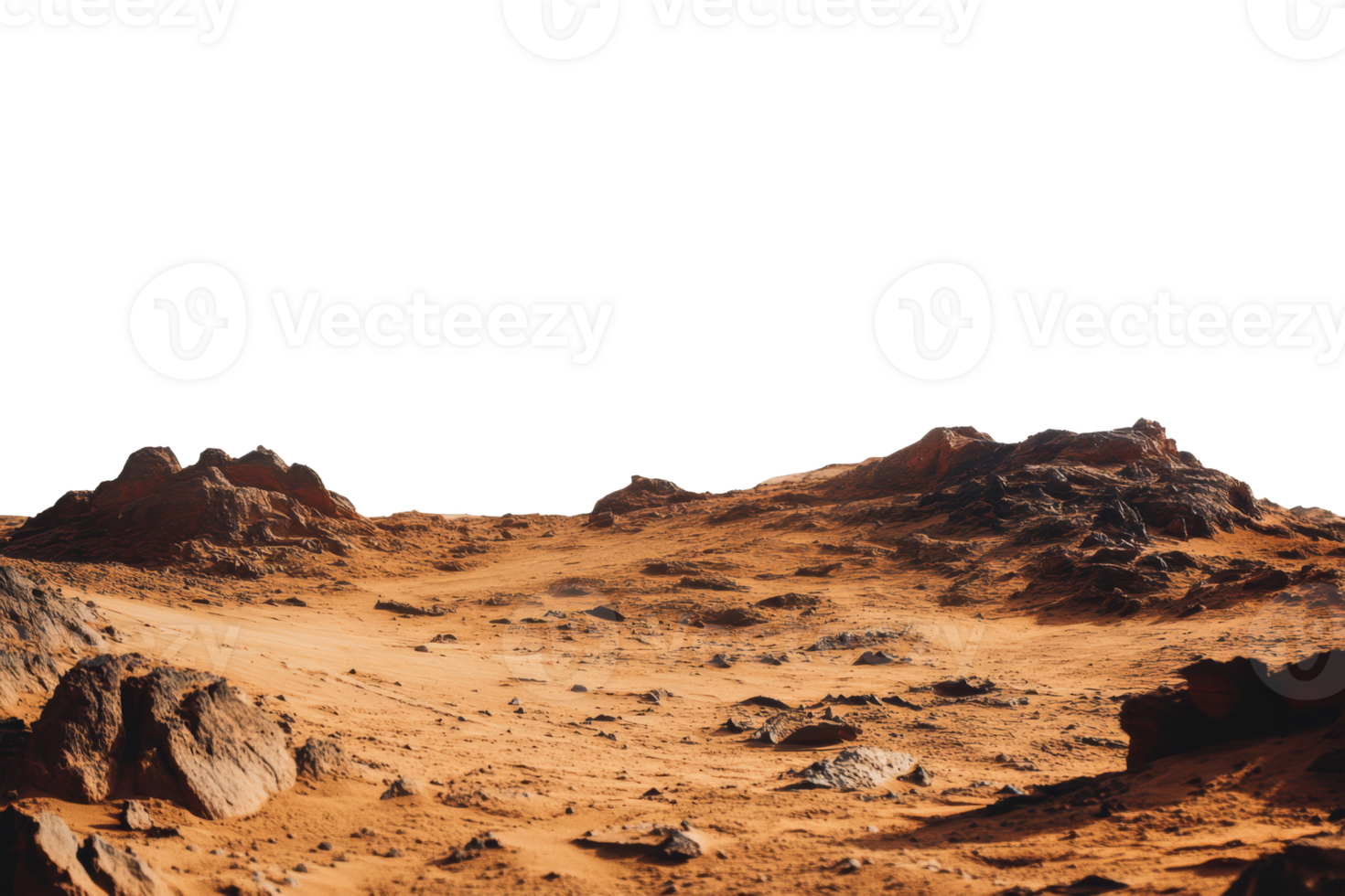 Martian landscape isolated on transparent background png