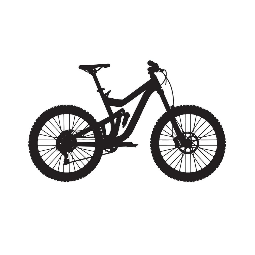 Dynamic Mountain Bike Silhouette on a White Background vector