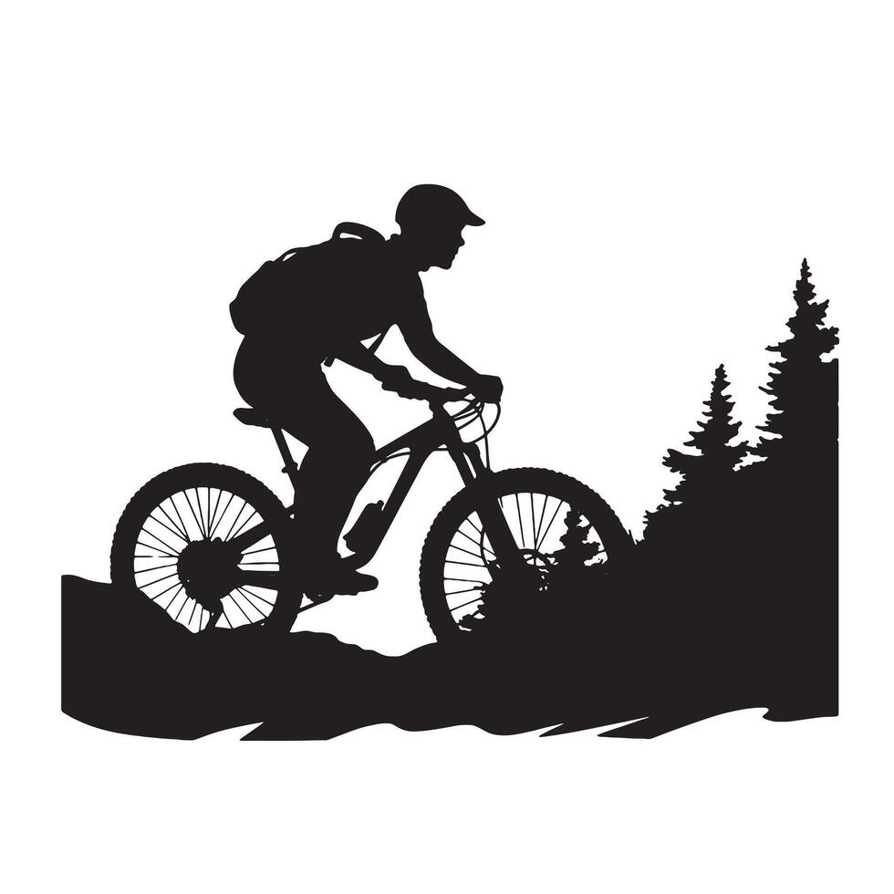 Minimalist Mountain Bike Silhouette for Outdoor Themes vector