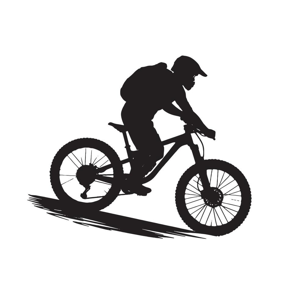 Mountain Bike Silhouette in Black and White vector