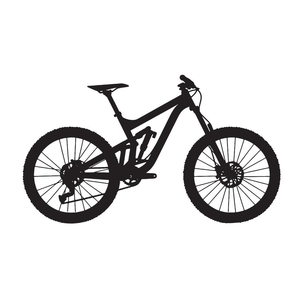 Mountain Bike Rider Silhouette on White Background vector