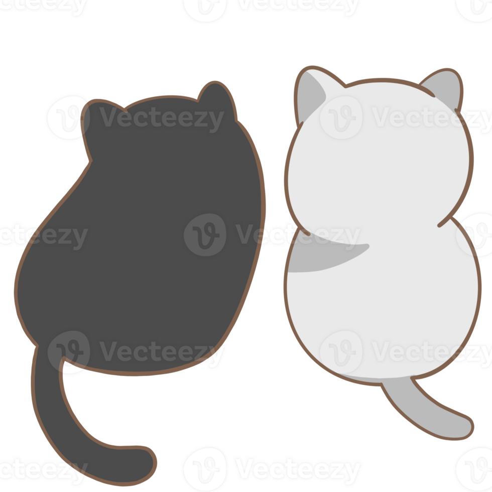 two black and white cats on a transparent background png