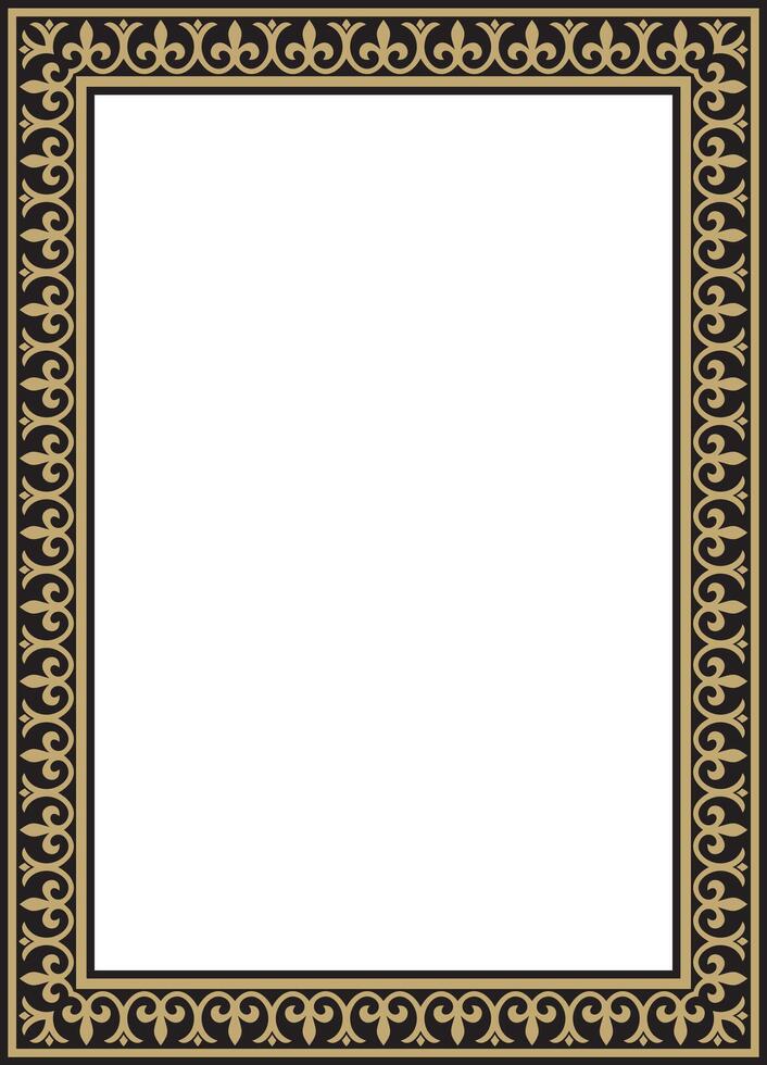 gold and black square classic byzantine ornament. Rectangle, border, Ancient Greece, Eastern Roman Empire frame. Decoration of the Russian Orthodox Church vector
