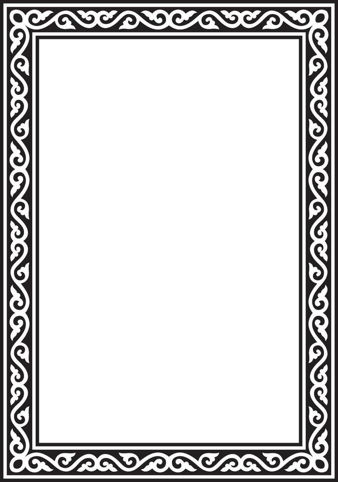 square black monochrome ancient Russian ornament. Slavic rectangle, border, frame. Painting of the royal chambers. vector