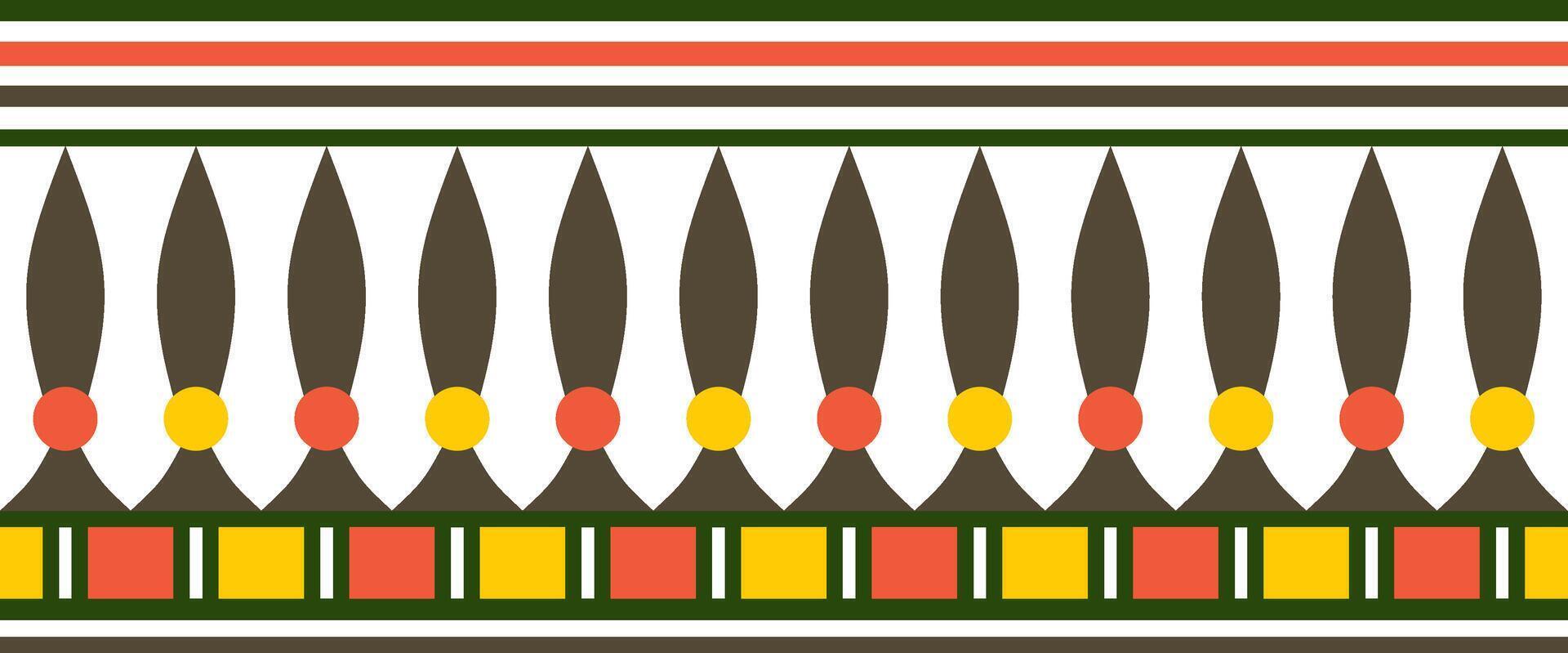 colorful seamless Egyptian border. Endless ornament of Ancient Africa. Pattern of lotus flowers and sun vector