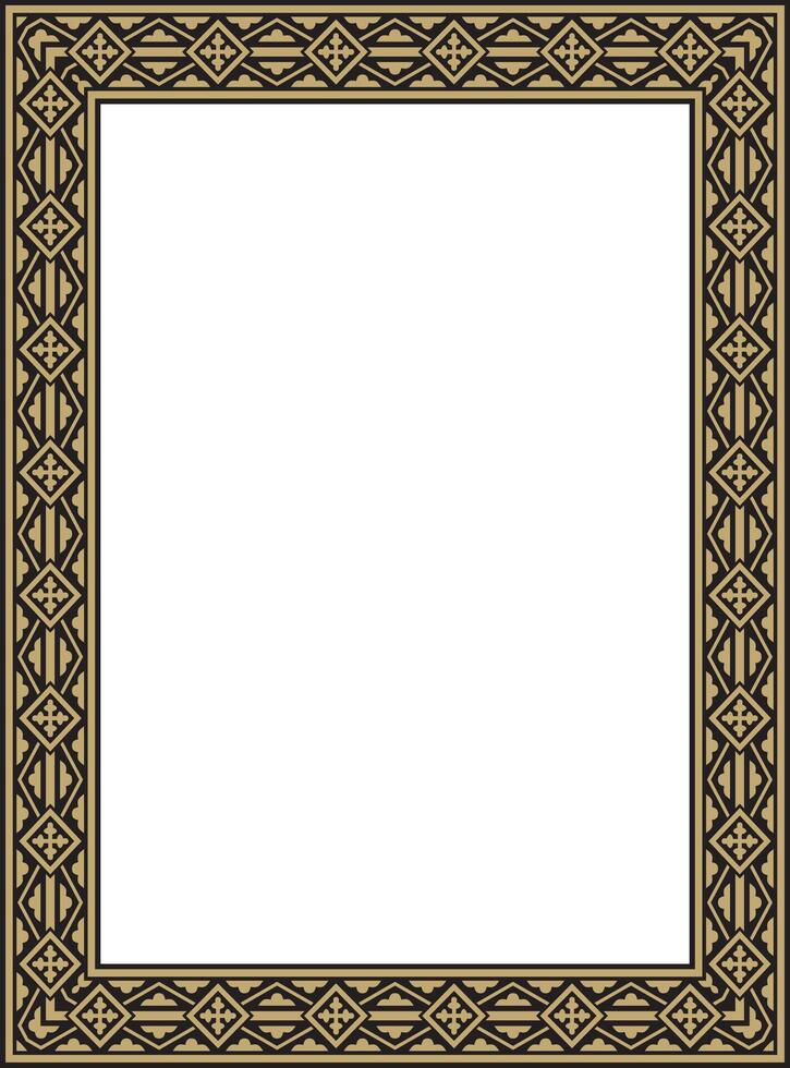 gold and black square classic renaissance ornament. Rectangle, european border, revival style frame vector
