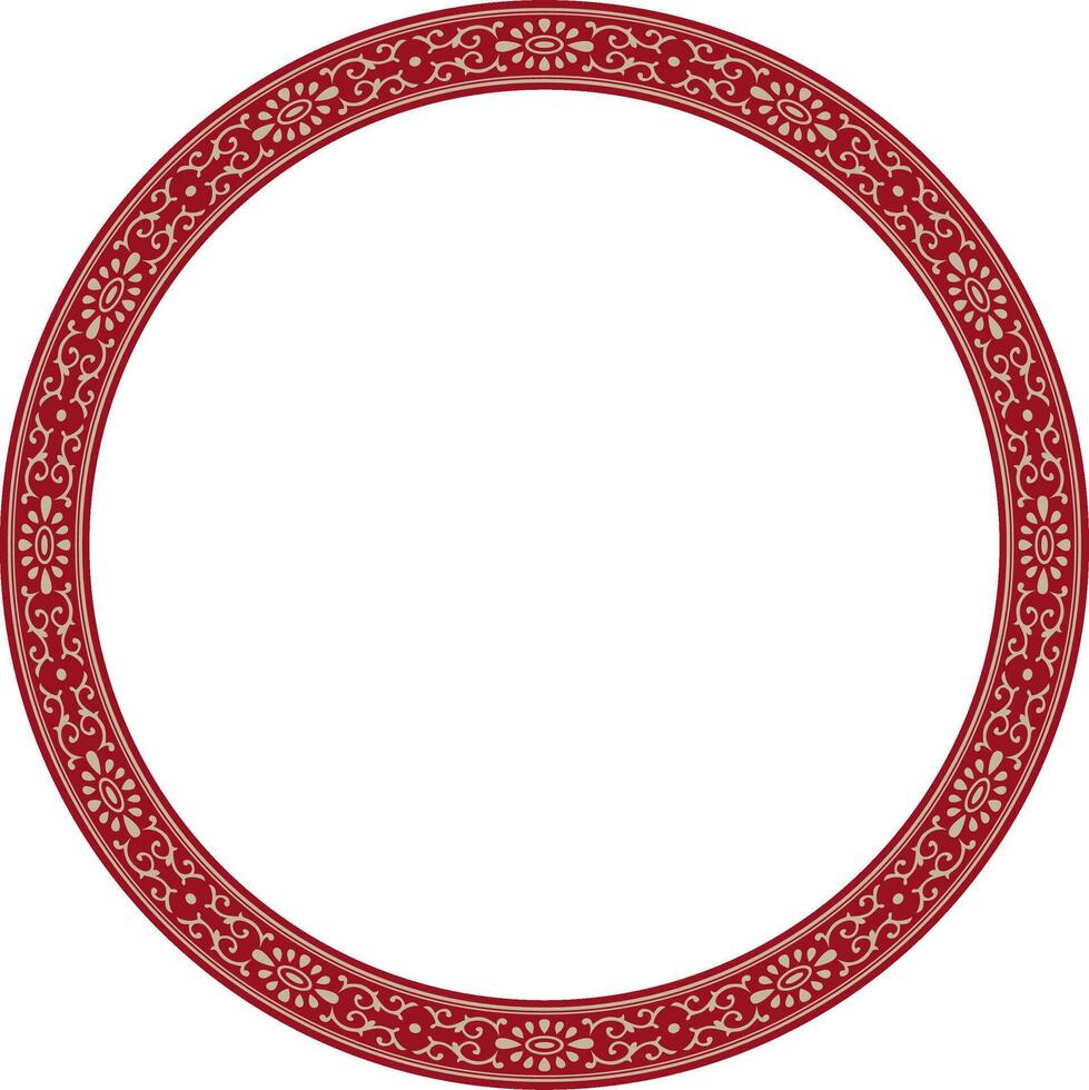 red frame, border, Chinese ornament. Patterned circle, ring of the peoples of East Asia, Korea, Malaysia, Japan, Singapore, Thailand vector