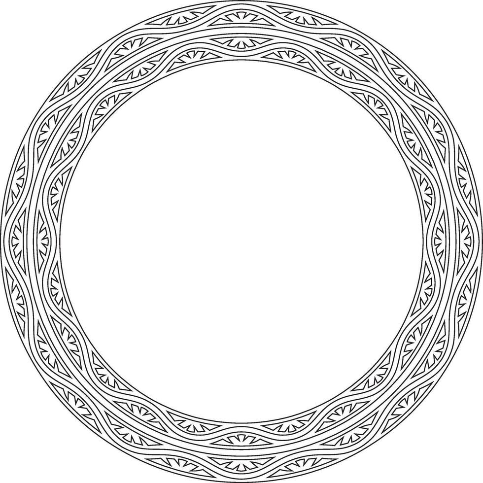 black contour round national Indian ornament. Circle, ring, border, ethnic Hindu frame. vector
