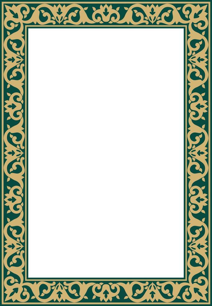 golden and green round turkish ornament. Endless ottoman national border, frame vector