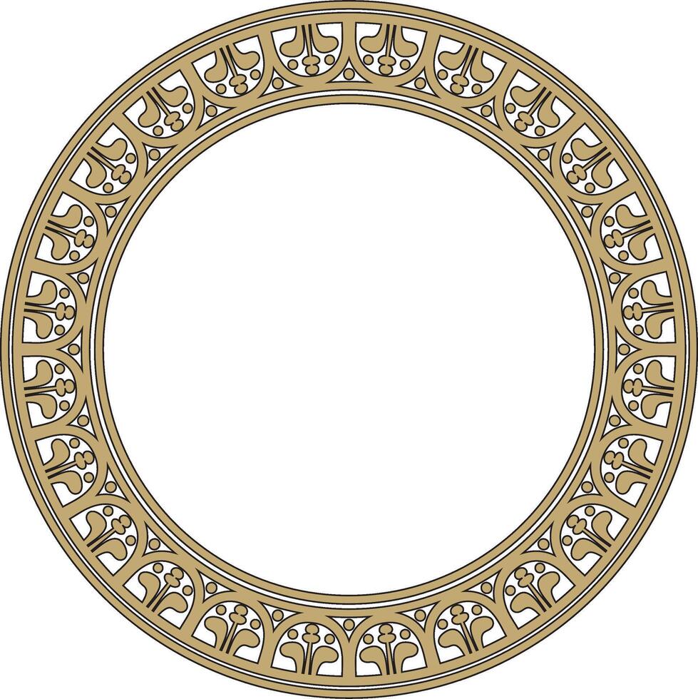 round gold with black border, frame, Pompeii ring. Circle Neopolitan ornament. Art of Ancient Rome. vector