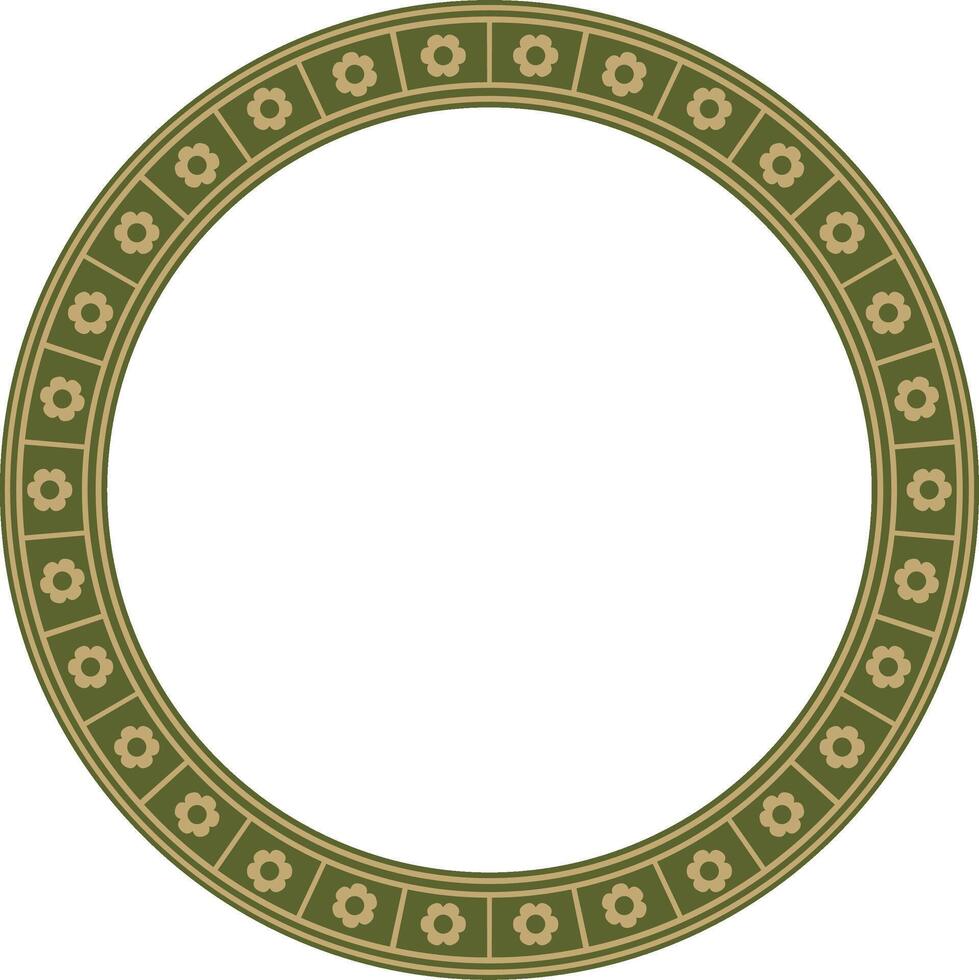 green with gold round gothic ornament. Medieval European circle, ring, border. Classic pattern of the Germans, Angles, Saxons, Franks. vector