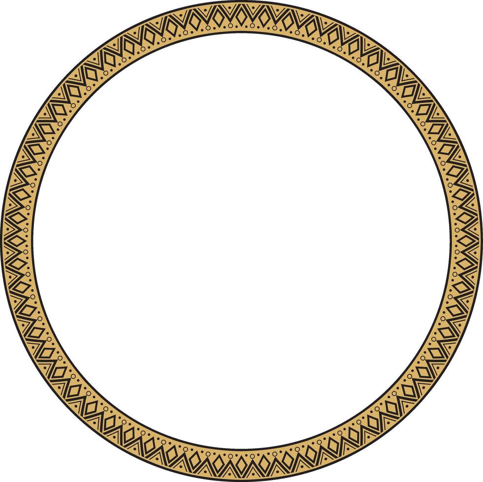 round golden border ornament. Native American tribes framework, circle. vector