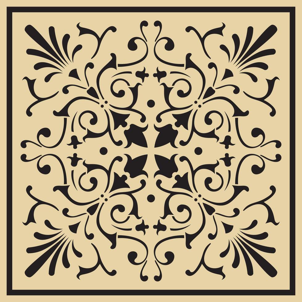 square classic black and gold european ornament. pattern rectangle tiles of ancient Greece and the Roman Empire. vector