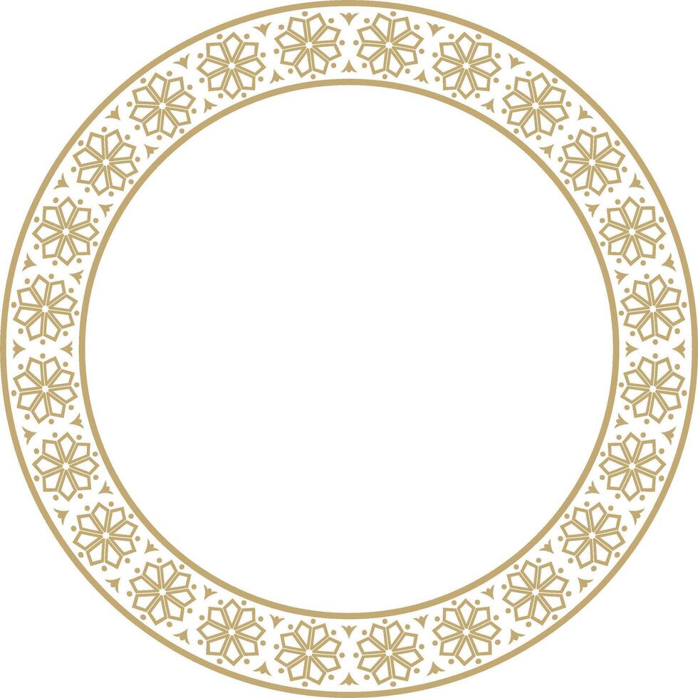 round gold ancient Russian ornament. Slavic border, frame. Circle, ring. Painting of the royal chambers. vector