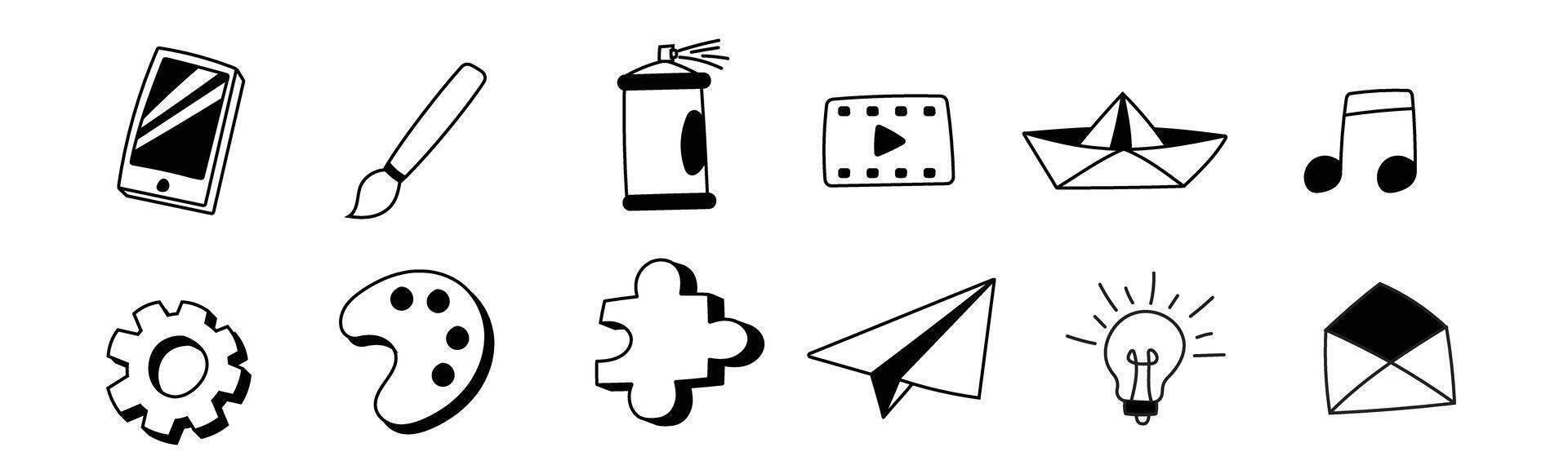 creativity idea icon doodle hand drawing art creative innovation bulb puzzle vector