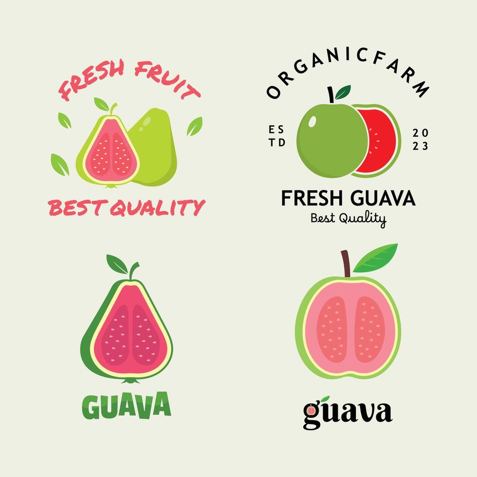 Fresh Guava Fruit Illustration Logo Template. Suitable For Fruit Trading Business and Fresh Fruit Juice. vector