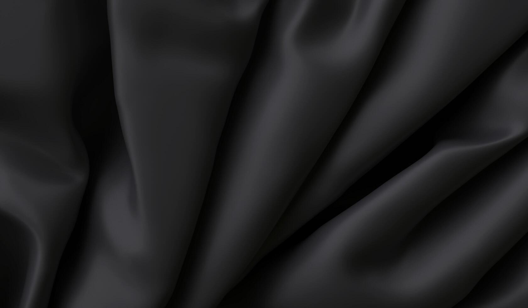 Black silk, crumpled fabric, crumpled satin fabric, abstract waves, silk wavy, silk or satin, elegant, silk veil, soft canvas background, linen, 3d rendering photo