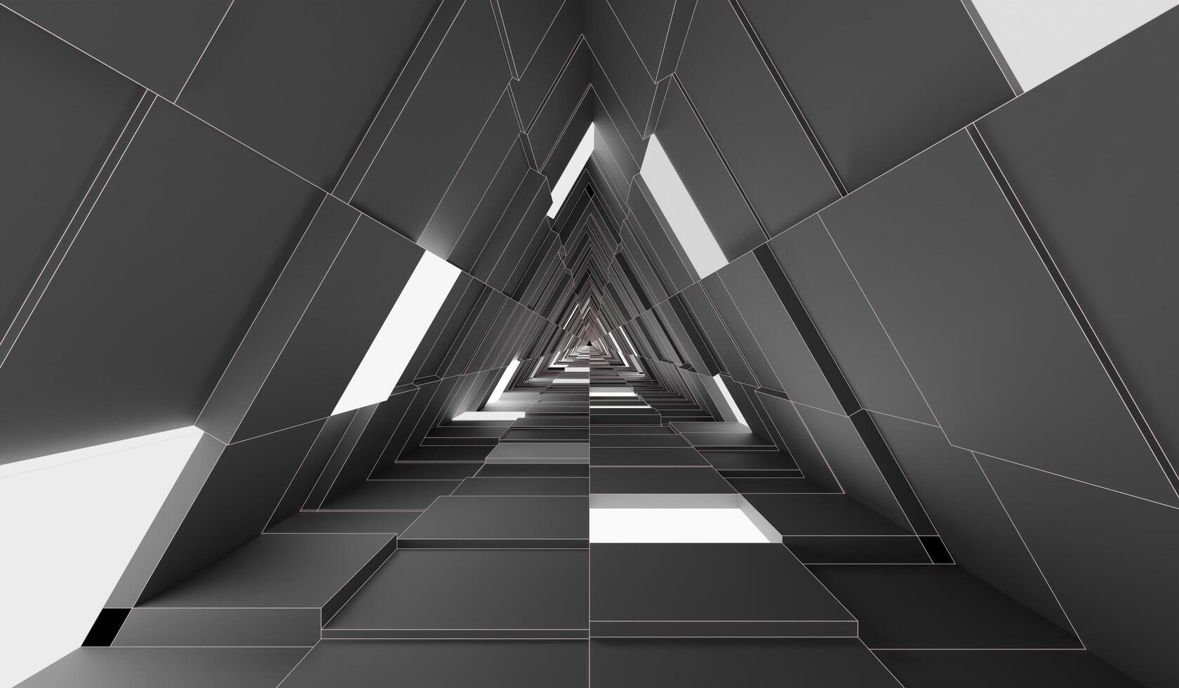 Background, Triangle pipe, Triangle technology corridor, 3D illustration photo