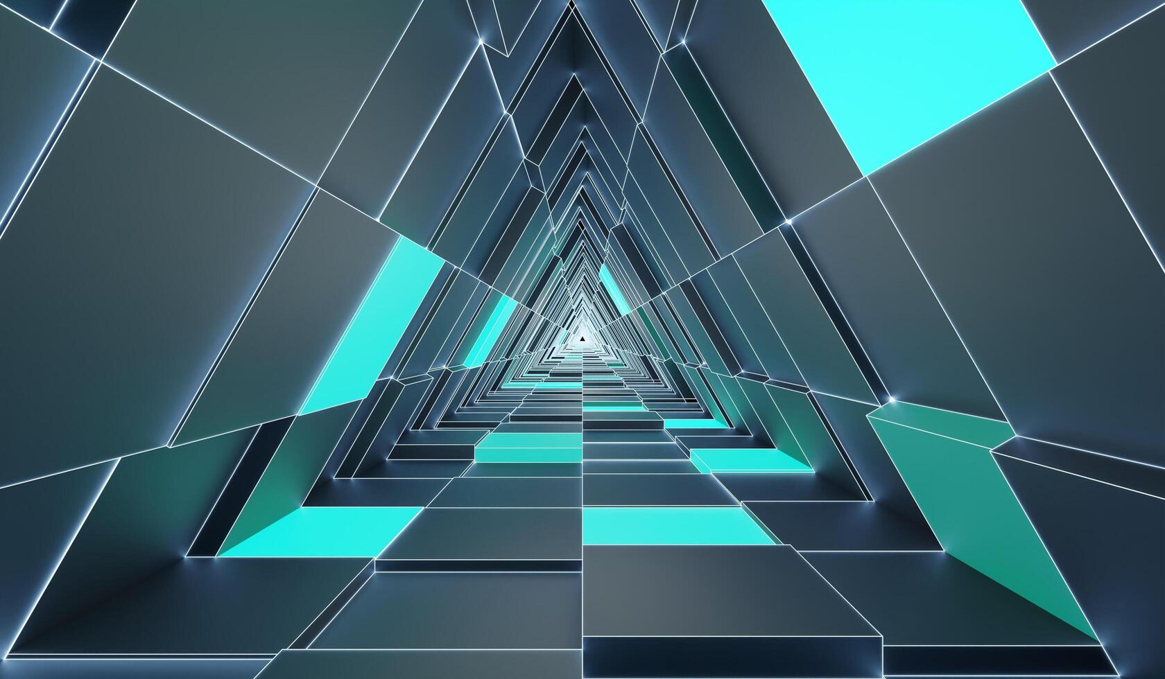 Background, Triangle pipe, Triangle technology corridor, 3D illustration photo