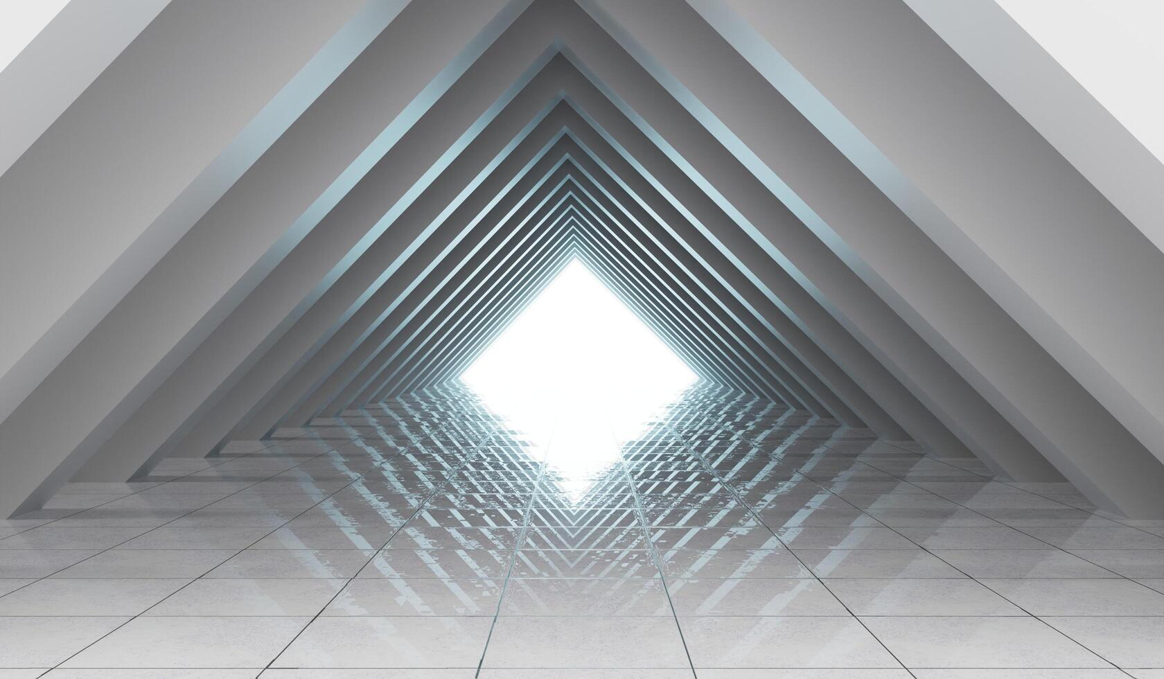Empty corridor, square archway, neon light, perspective, architecture, laser light archway, interior design, moving forward, illuminated corridor, 3d illustration photo