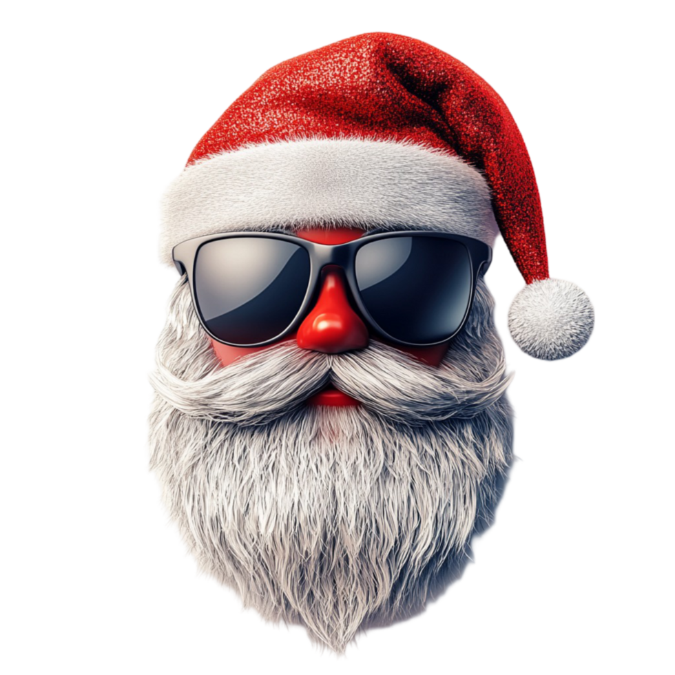 Santa Claus With Sunglasses And Beard On Transparent Background png