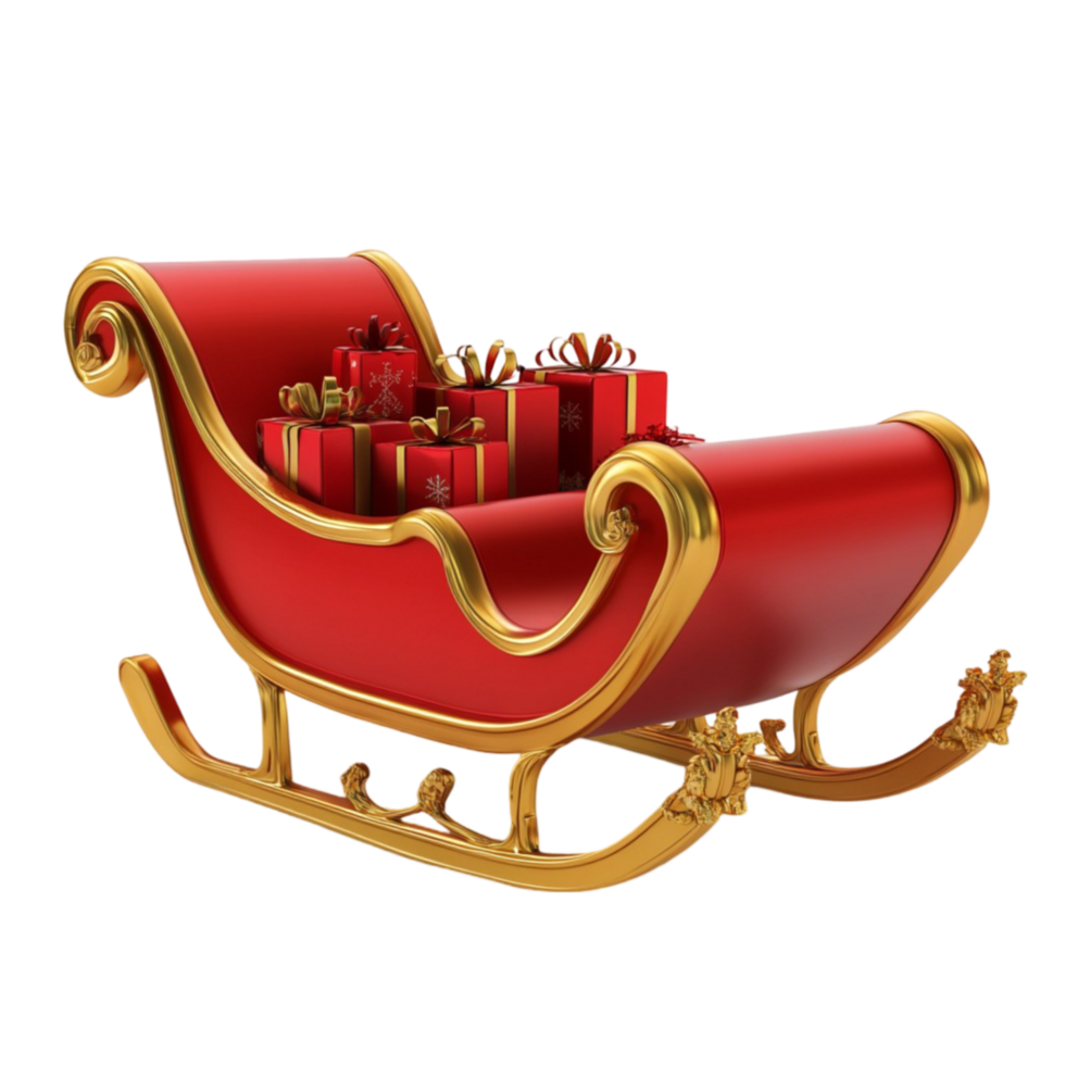 Santa Claus Sleigh With Presents On Transparent Background png