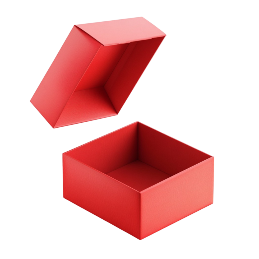 Red Box With Lid Open On a Transparent Background png