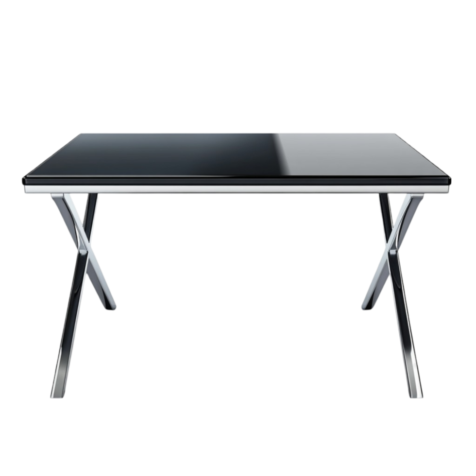 A Black And White Table With a lass top Transparent Background png