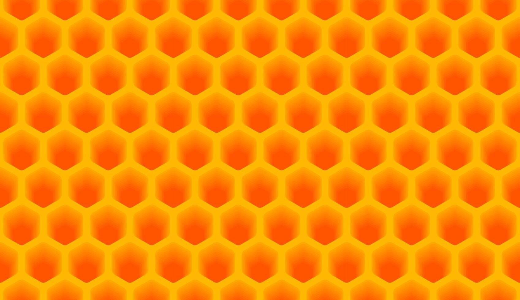 Orange Beehive Background. Bees Hive Cells Pattern. Bee Honey Shapes. Geometric Seamless Hexagonal Texture. Beehive Pattern For Product Label, Banner, Wrapping Paper. vector